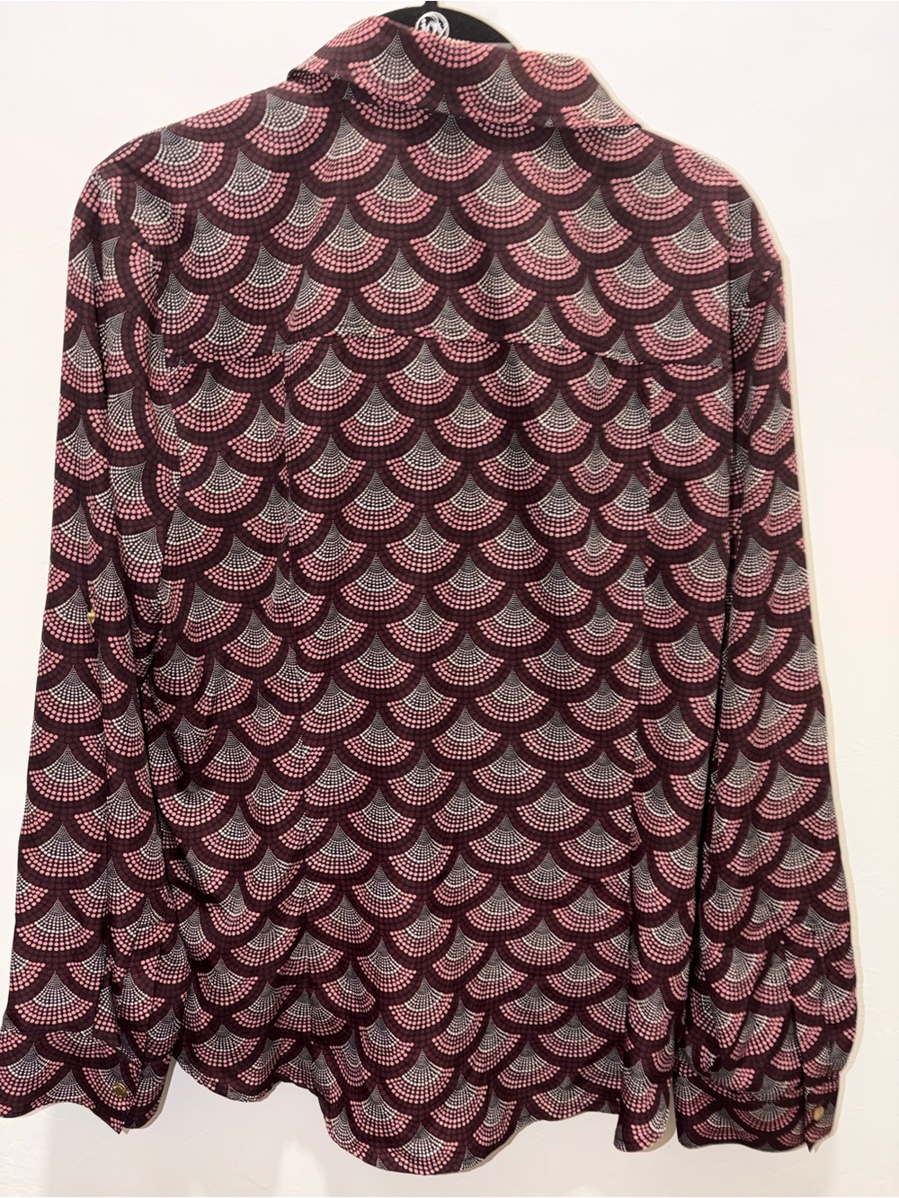 Michael Kors Womens Burgundy Zip-Front Shirt top blouse adjustable sleeves XL - Picture 8 of 11